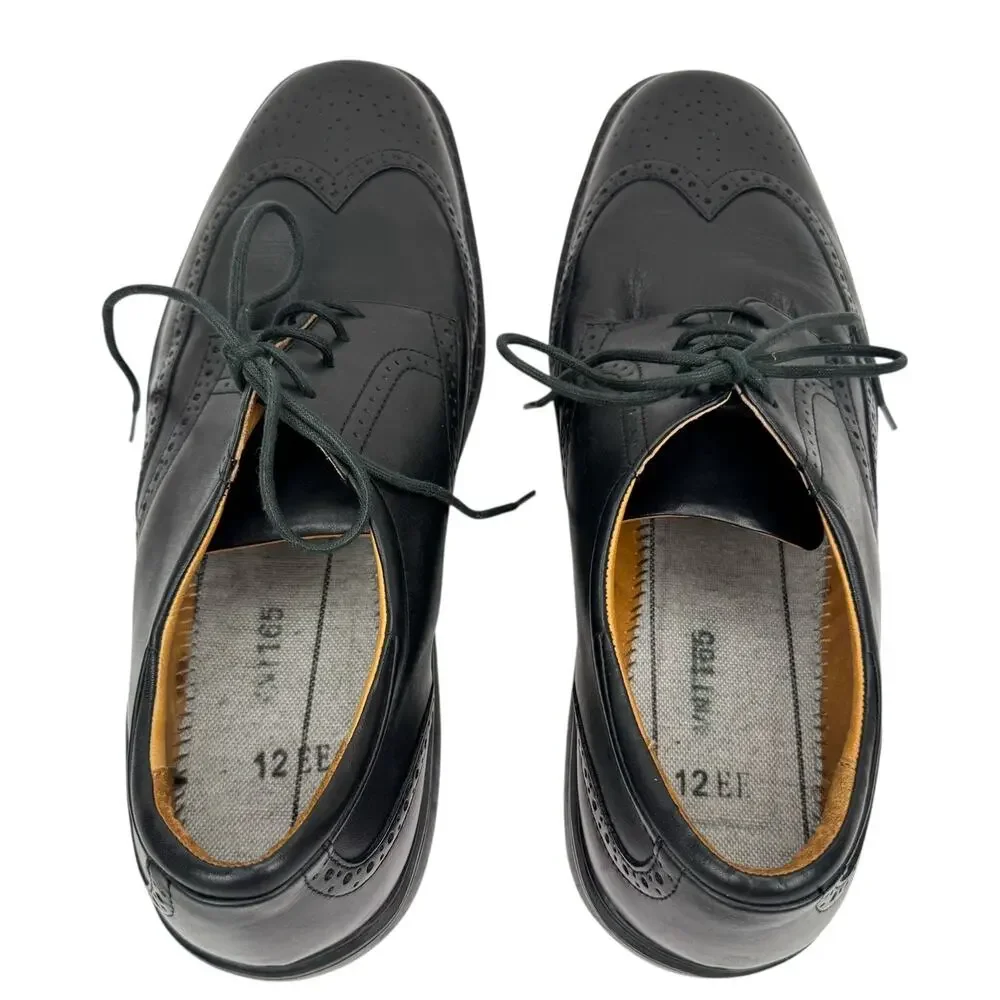 Dr. Comfort Wing Black Leather Oxford Lace Up Dress Shoes Sz 12W Comfort Classic